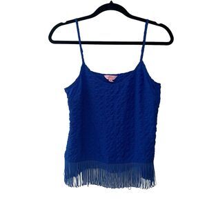 Lilly Pulitzer Naeem Top‎ Brilliant Blue Spaghetti Strap fringe Size Xs